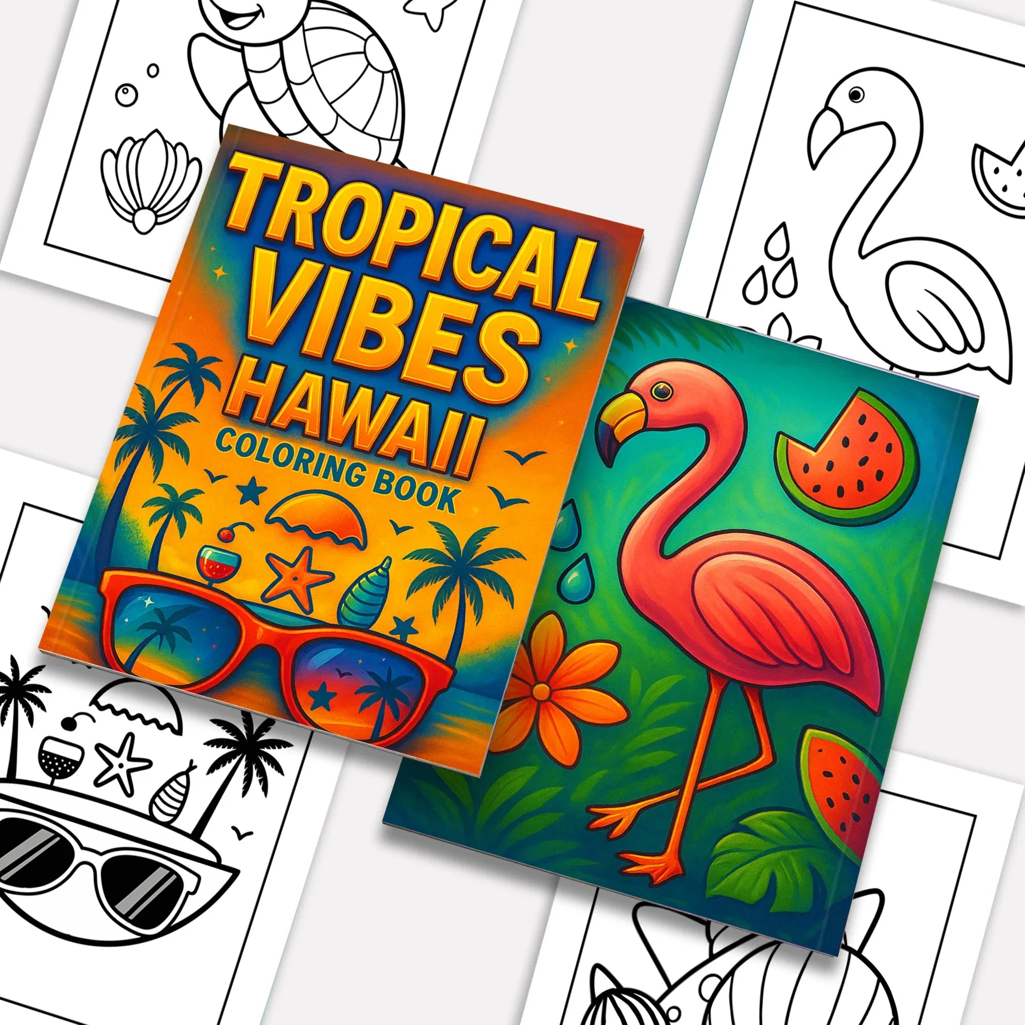 Tropical Vibes Hawaii Coloring Pages – 48 Relaxing Summer Scenes for Kids - BIG FRENCHIES