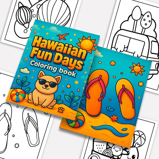 Hawaiian Fun Days Coloring Pages – 48 Cute Beach and Island Activities for Kids - BIG FRENCHIES