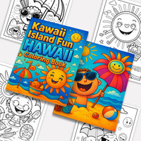 Kawaii Island Fun Hawaii Coloring Pages – 48 Adorable Beach and Ocean Illustrations for Kids - BIG FRENCHIES