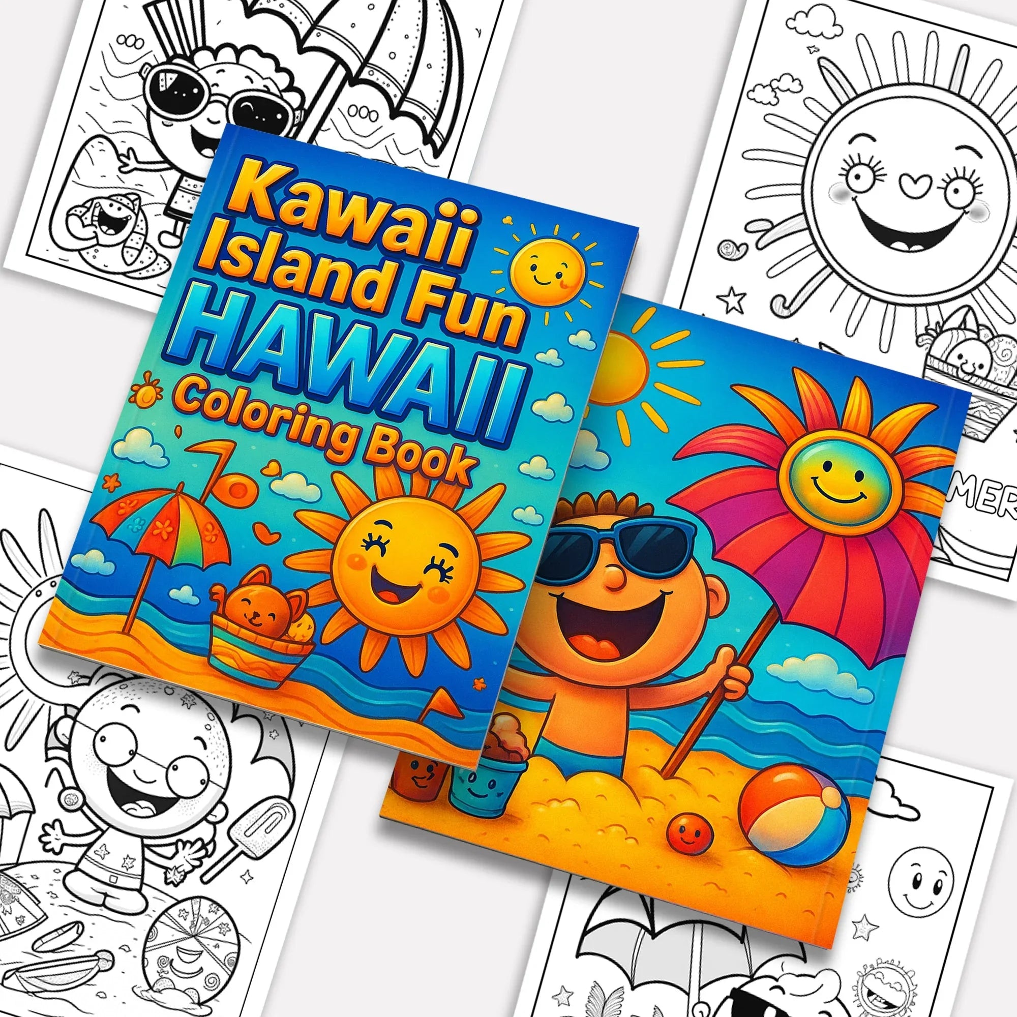 Kawaii Island Fun Hawaii Coloring Pages – 48 Adorable Beach and Ocean Illustrations for Kids - BIG FRENCHIES