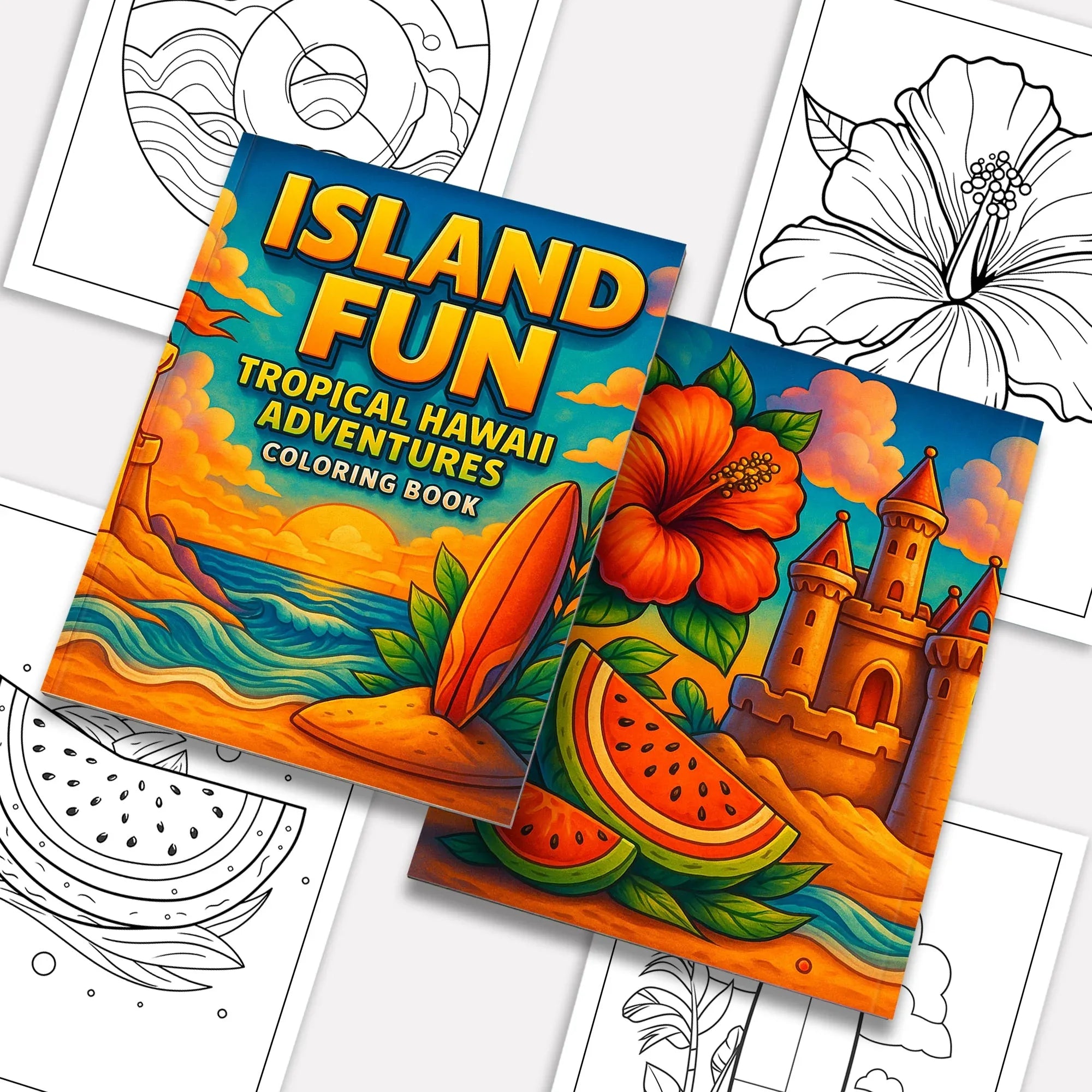 Island Fun – Hawaii Coloring Pages – 48 Tropical Summer Scenes for Kids - BIG FRENCHIES
