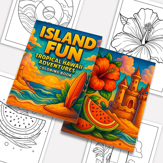 Island Fun – Hawaii Coloring Pages – 48 Tropical Summer Scenes for Kids - BIG FRENCHIES