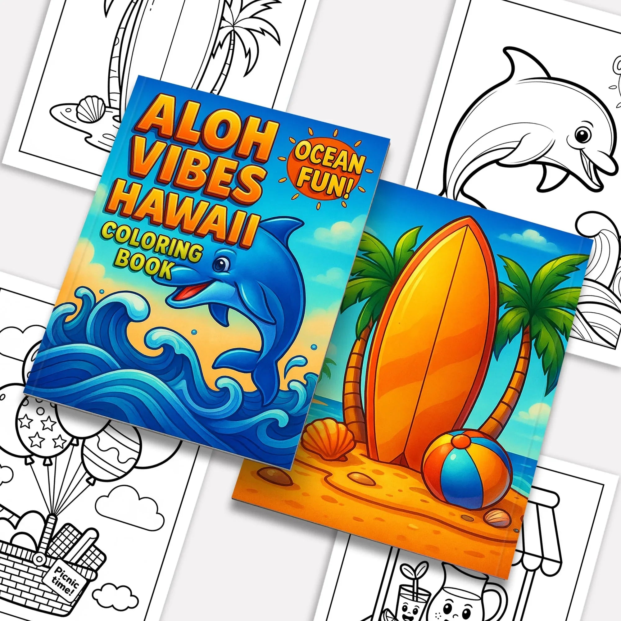 Aloha Vibes Hawaii Coloring Pages – 48 Fun Tropical Scenes for Kids - BIG FRENCHIES