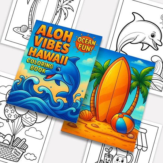 Aloha Vibes Hawaii Coloring Pages – 48 Fun Tropical Scenes for Kids - BIG FRENCHIES