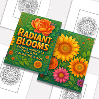 Radiant Blooms Coloring Pages – 48 Pages – Floral Mandala Patterns, Garden Flowers – For Adults - BIG FRENCHIES