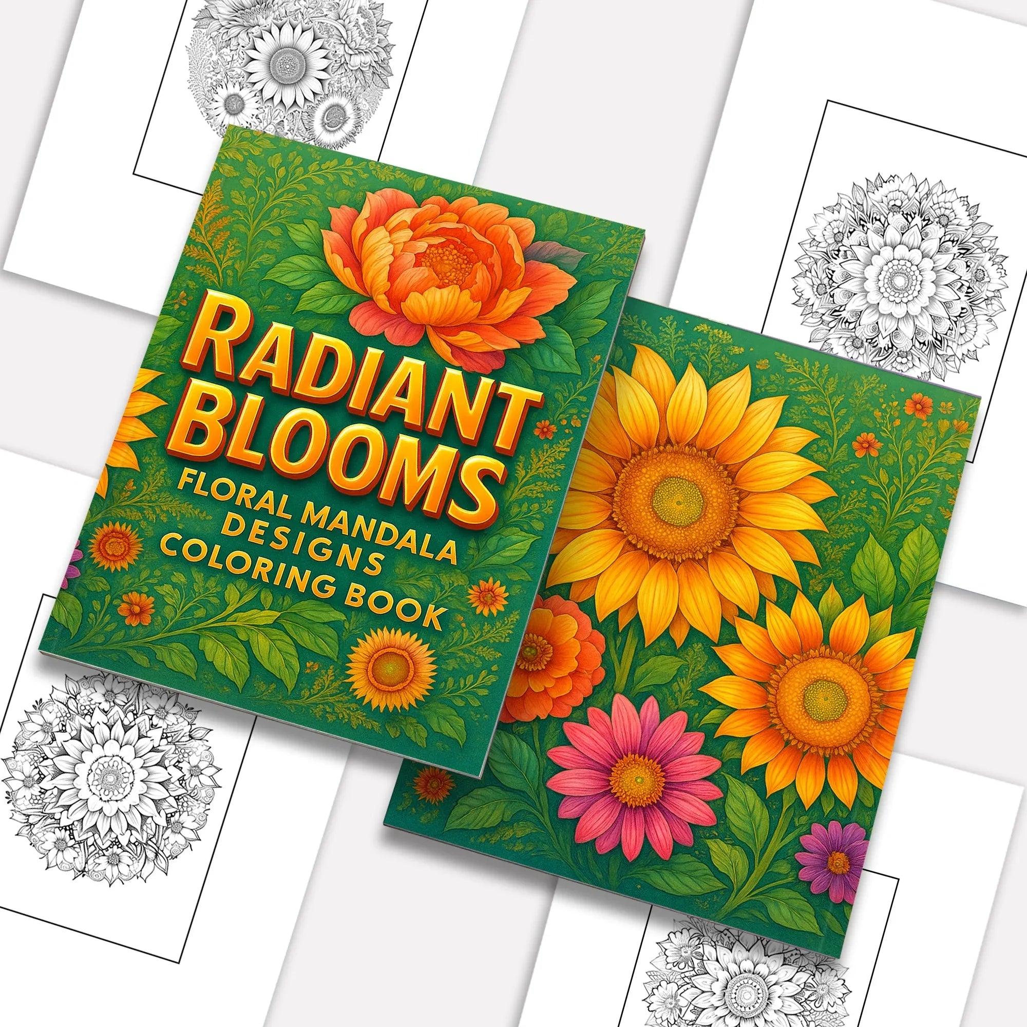 Radiant Blooms Coloring Pages – 48 Pages – Floral Mandala Patterns, Garden Flowers – For Adults - BIG FRENCHIES