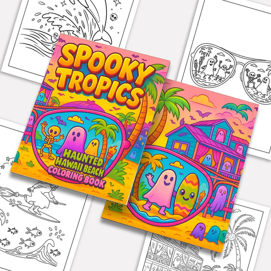 Spooky Tropics Coloring Pages – 48 Haunted Beach & Ghost Designs – For Kids - BIG FRENCHIES