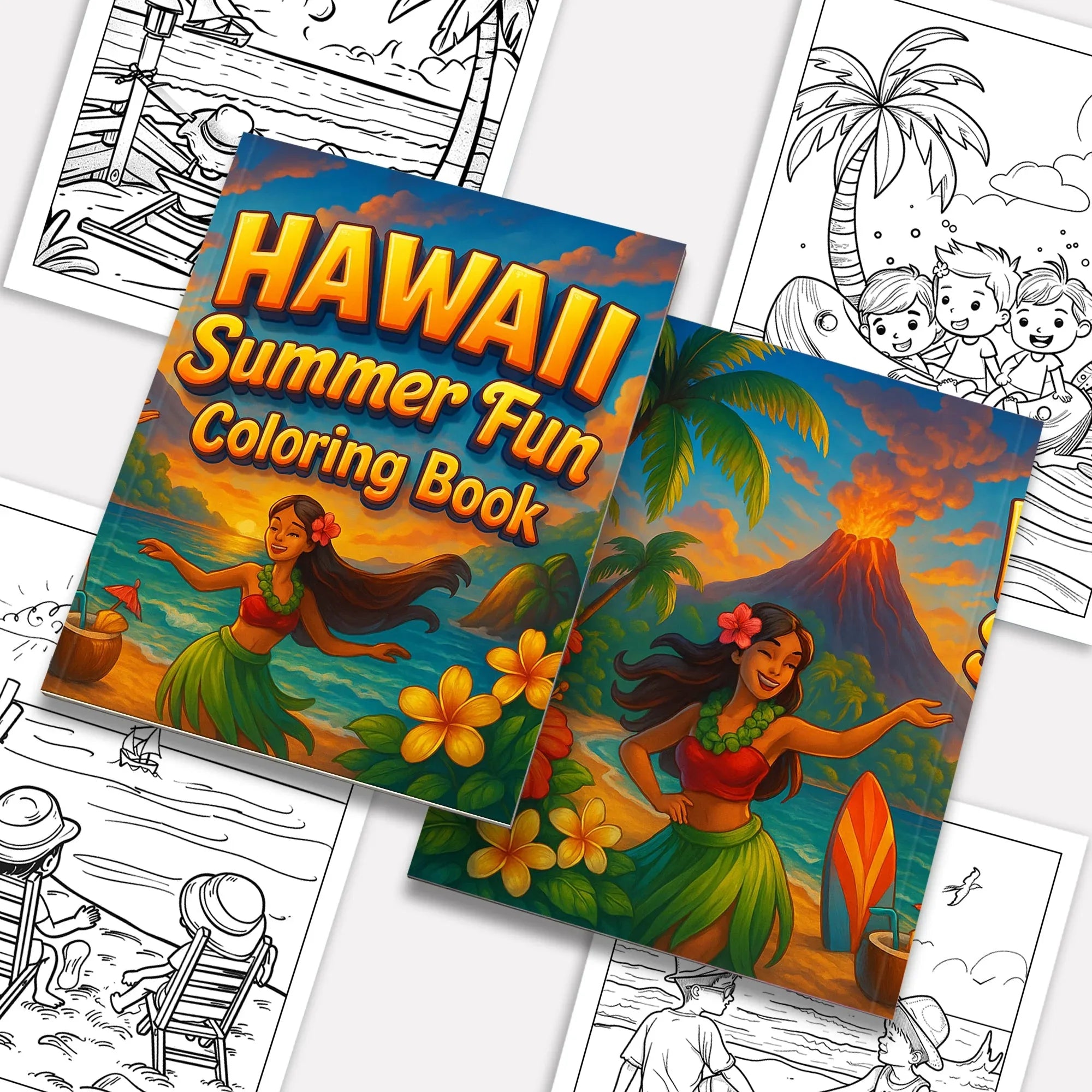 Hawaii Summer Fun Coloring Pages – 48 Beach Activities and Island Adventures for Kids - BIG FRENCHIES