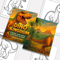 Dino Kingdom Coloring Pages – 48 Pages – Strong and Wild Dinosaur Scenes – For Kids - BIG FRENCHIES