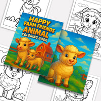 Happy Farm Friends Animal Coloring Pages – 48 Pages – Cute Baby Animals, Farm Scenes – For Kids - BIG FRENCHIES