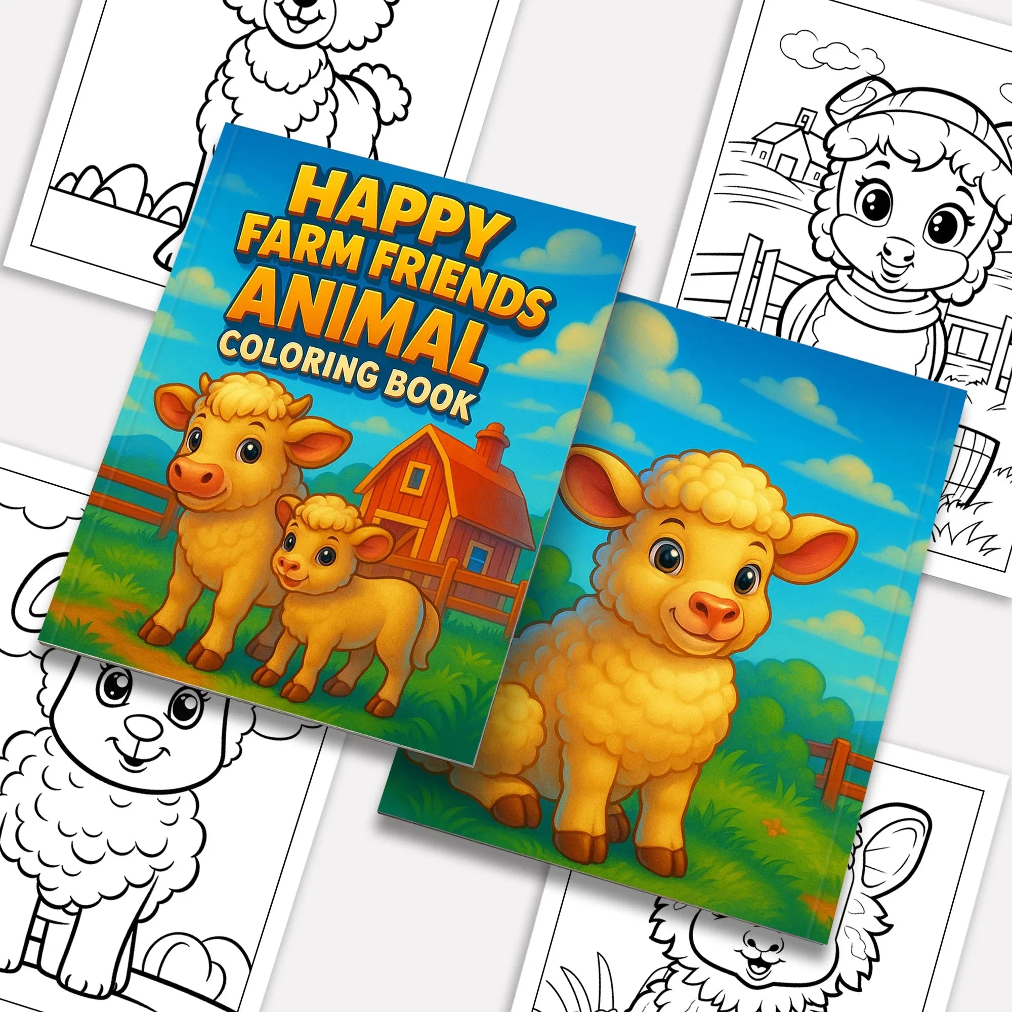 Happy Farm Friends Animal Coloring Pages – 48 Pages – Cute Baby Animals, Farm Scenes – For Kids - BIG FRENCHIES