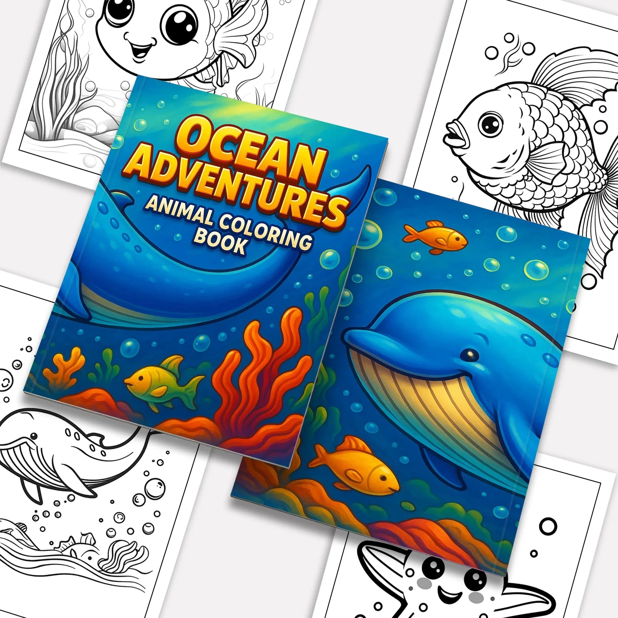Ocean Adventures – Animal Coloring Pages – 48 Pages – Cute Sea Creatures, Bubbles, Underwater Fun – For Kids - BIG FRENCHIES