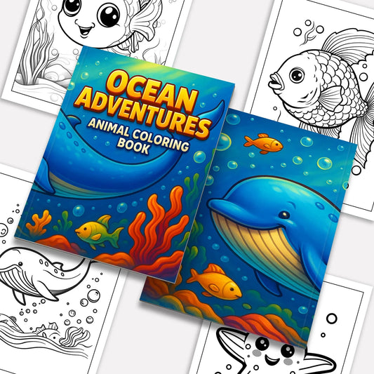 Ocean Adventures – Animal Coloring Pages – 48 Pages – Cute Sea Creatures, Bubbles, Underwater Fun – For Kids - BIG FRENCHIES