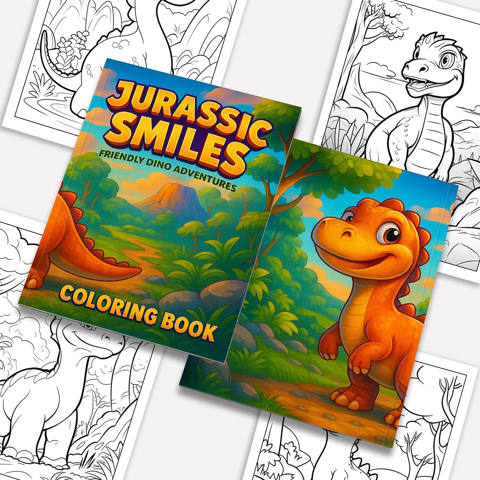 Jurassic Smiles – Friendly Dino Coloring Pages – 48 Pages – Cute Prehistoric Designs – For Kids - BIG FRENCHIES