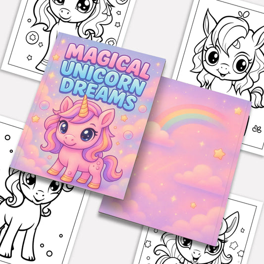 Magical Unicorn Dreams Coloring Pages – 48 Pages – Cute & Whimsical Fantasy Scenes for Kids - BIG FRENCHIES