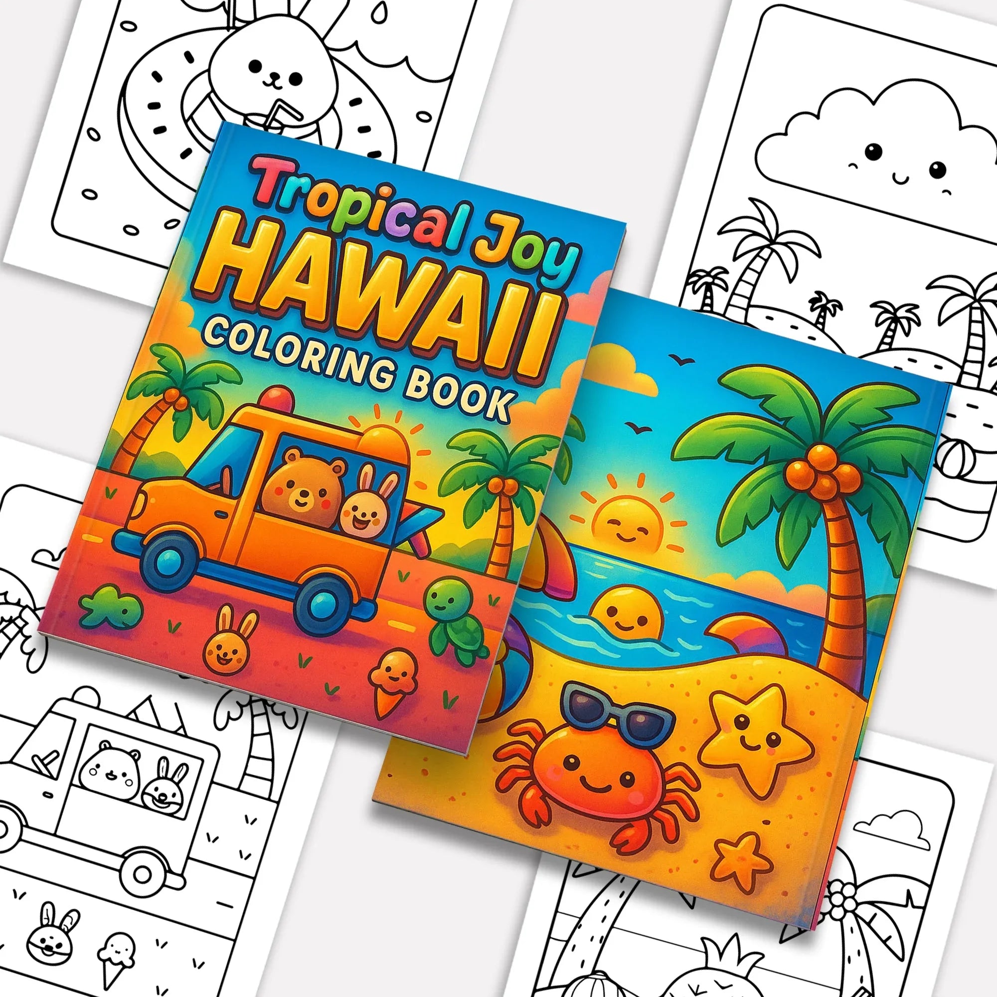 Tropical Joy Hawaii Coloring Pages – 48 Fun and Cute Summer Scenes for Kids - BIG FRENCHIES