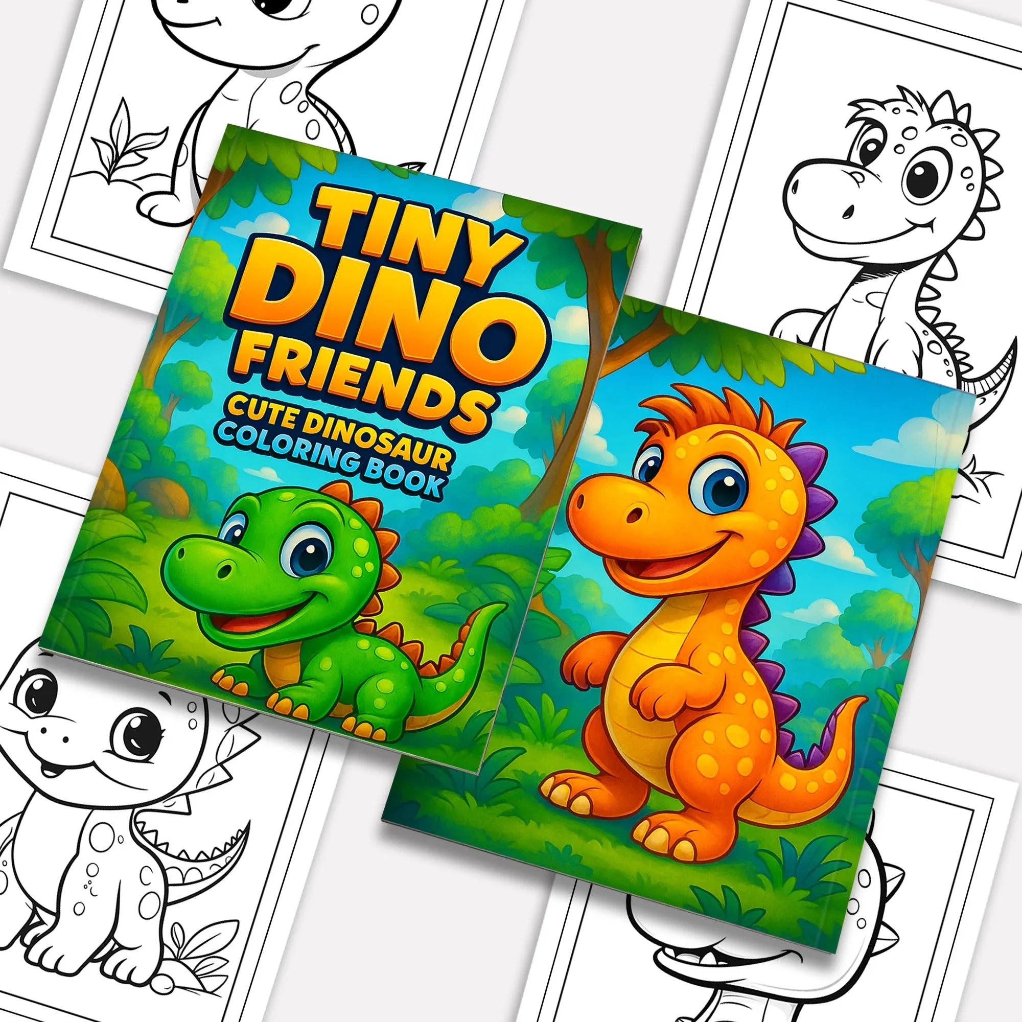 Tiny Dino Friends – Cute Dinosaur Coloring Pages – 48 Pages – Adorable Jurassic Creatures – For Kids - BIG FRENCHIES