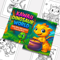 Kawaii Dinosaur World – Cute Dino Adventure Coloring Pages – 48 Pages – Magical, Fun, Easy to Color – For Kids - BIG FRENCHIES