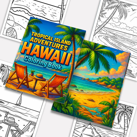 Tropical Island Adventures Hawaii Coloring Pages – 48 Cute Beach Activities for Kids - BIG FRENCHIES
