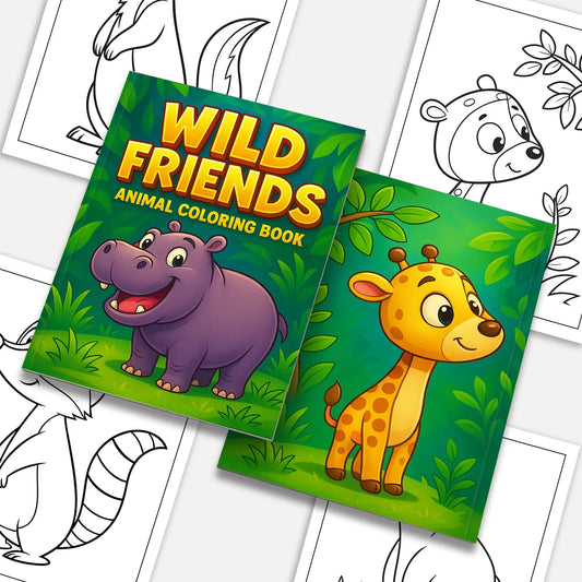 Wild Friends Coloring Pages – 48 Pages – Fun Animal Designs – For Kids - BIG FRENCHIES