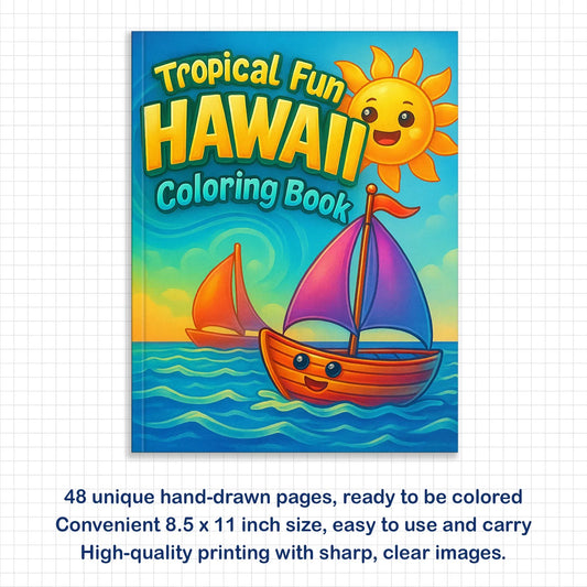 Tropical Fun Hawaii Coloring Pages – 48 Cute Summer Activities for Kids - BIG FRENCHIES