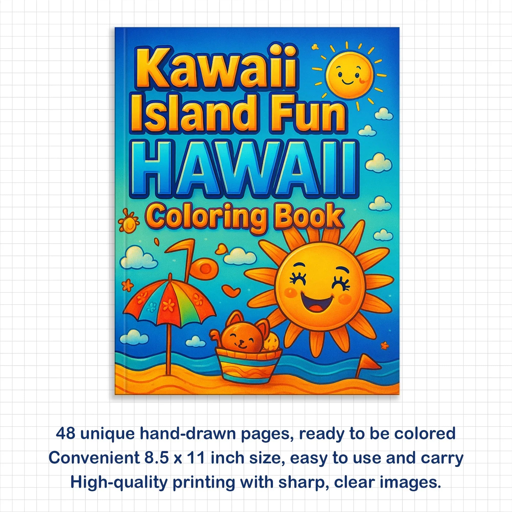 Kawaii Island Fun Hawaii Coloring Pages – 48 Adorable Beach and Ocean Illustrations for Kids - BIG FRENCHIES
