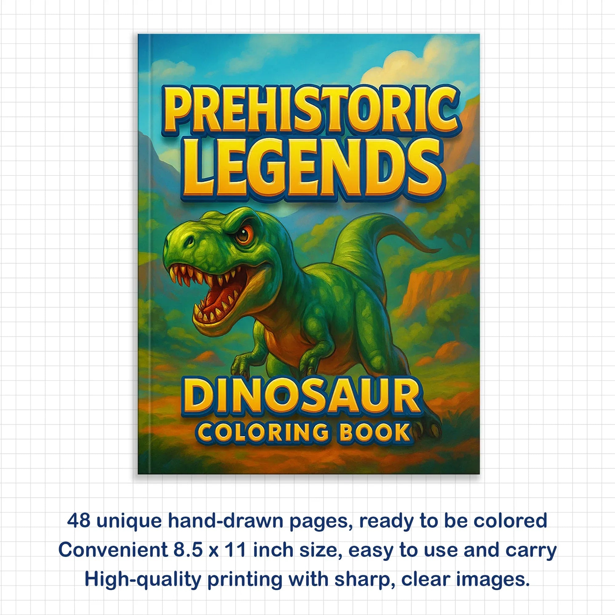 Prehistoric Legends – Dinosaur Coloring Pages – 48 Pages – Fierce Jurassic Creatures – For Kids - BIG FRENCHIES