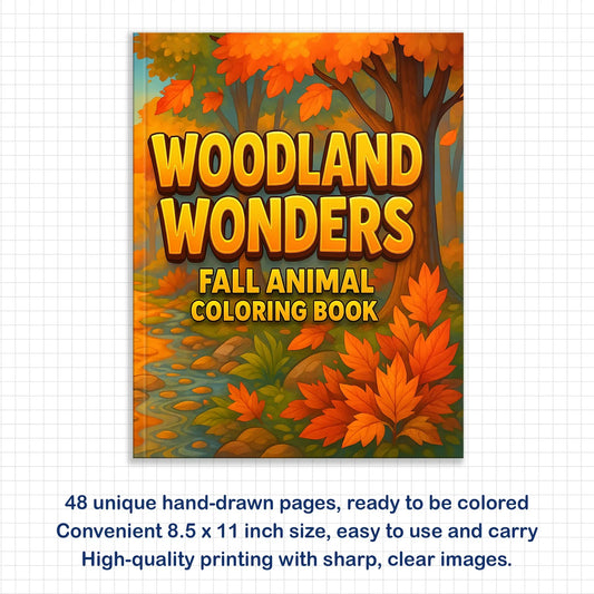 Woodland Wonders Coloring Pages – 48 Pages – Fun Autumn Designs – For Kids - BIG FRENCHIES