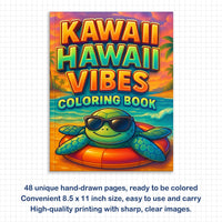Kawaii Hawaii Vibes Coloring Pages – 48 Cute Summer and Beach Scenes for Kids - BIG FRENCHIES