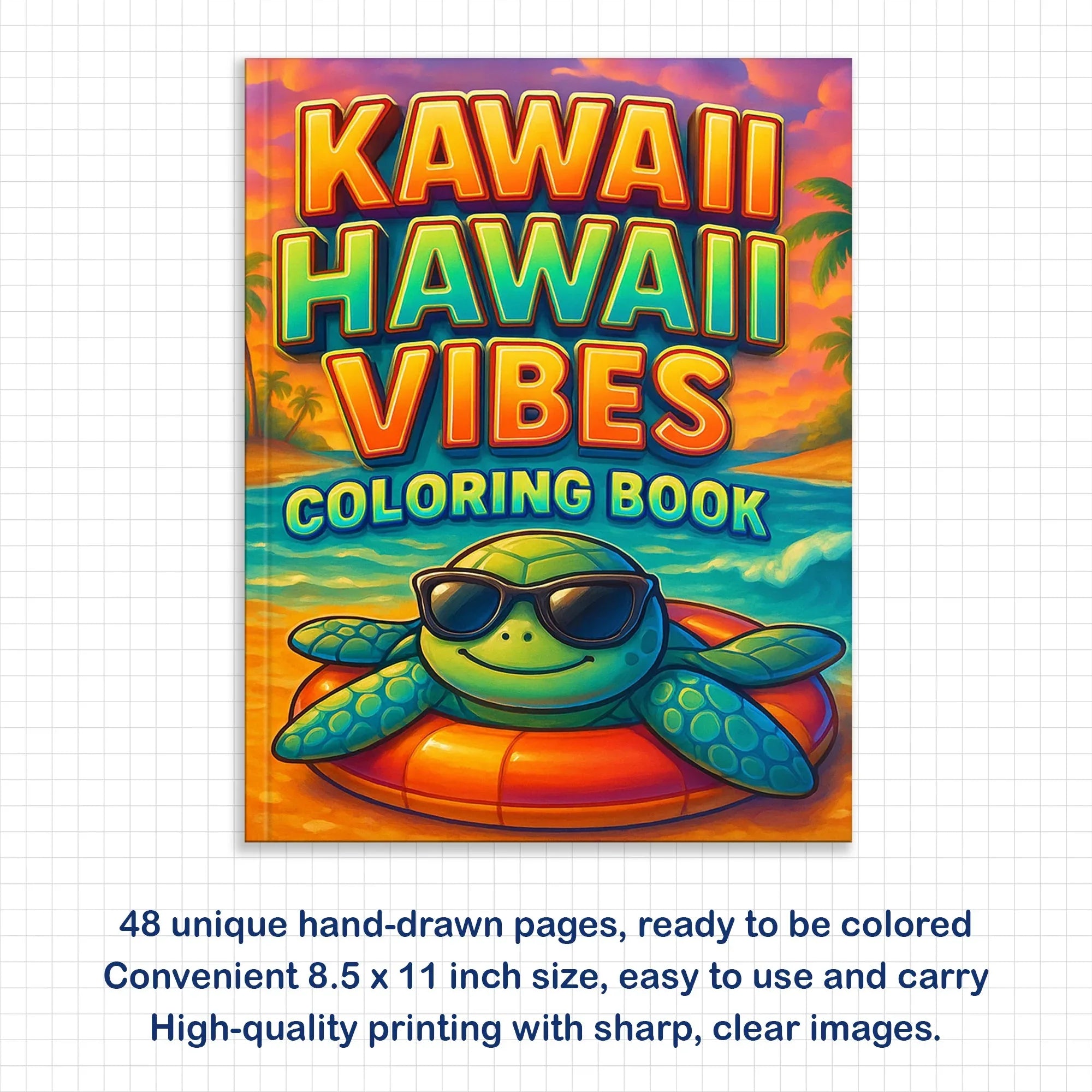 Kawaii Hawaii Vibes Coloring Pages – 48 Cute Summer and Beach Scenes for Kids - BIG FRENCHIES