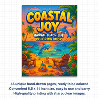 Coastal Joy Hawaii Coloring Pages – 48 Pages – Tropical Fun, Surfboards, Sea Life – For Kids - BIG FRENCHIES