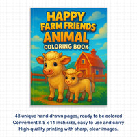 Happy Farm Friends Animal Coloring Pages – 48 Pages – Cute Baby Animals, Farm Scenes – For Kids - BIG FRENCHIES