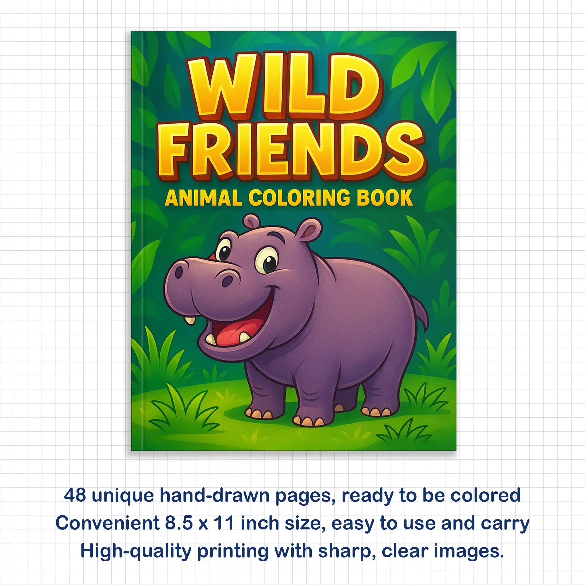 Wild Friends Coloring Pages – 48 Pages – Fun Animal Designs – For Kids - BIG FRENCHIES