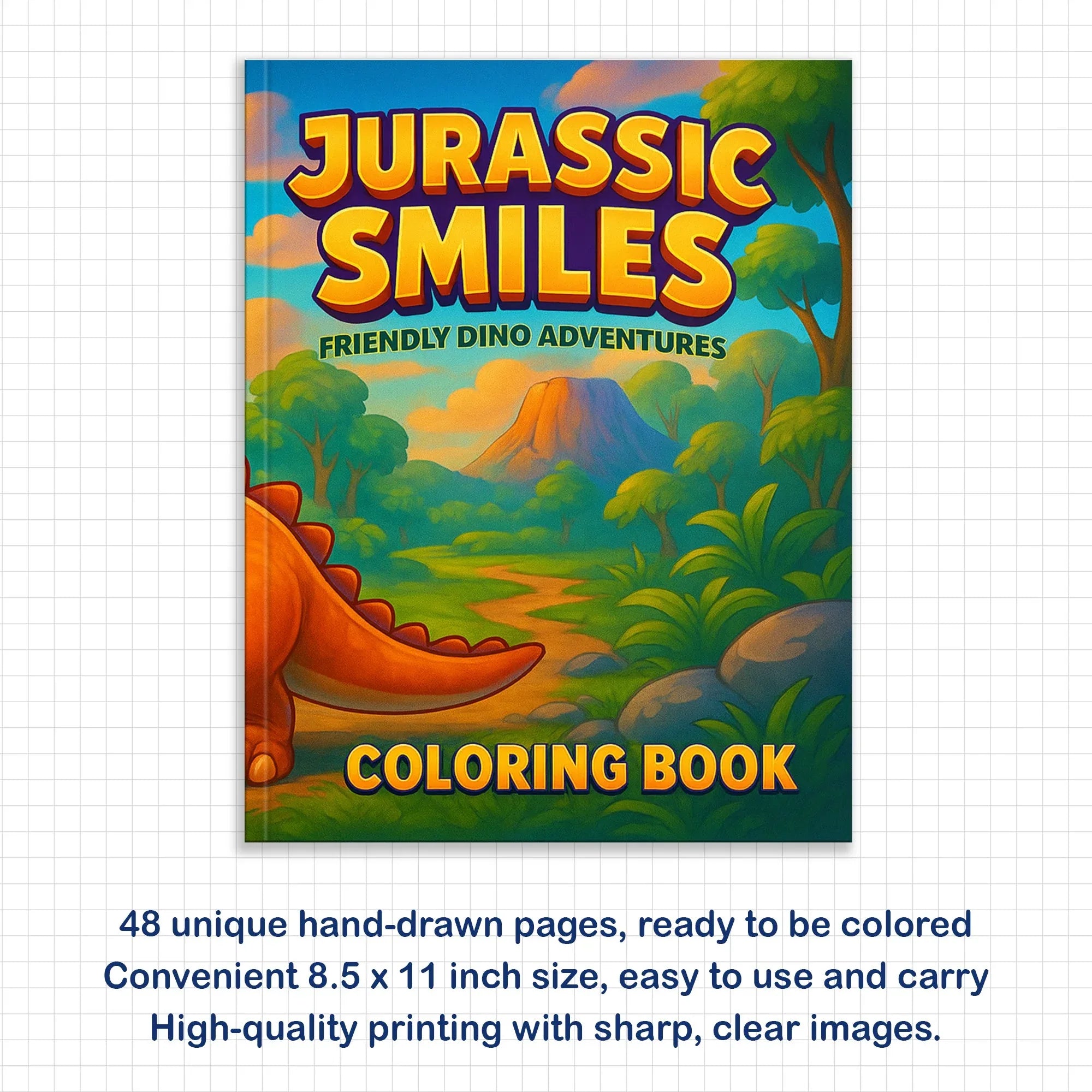Jurassic Smiles – Friendly Dino Coloring Pages – 48 Pages – Cute Prehistoric Designs – For Kids - BIG FRENCHIES