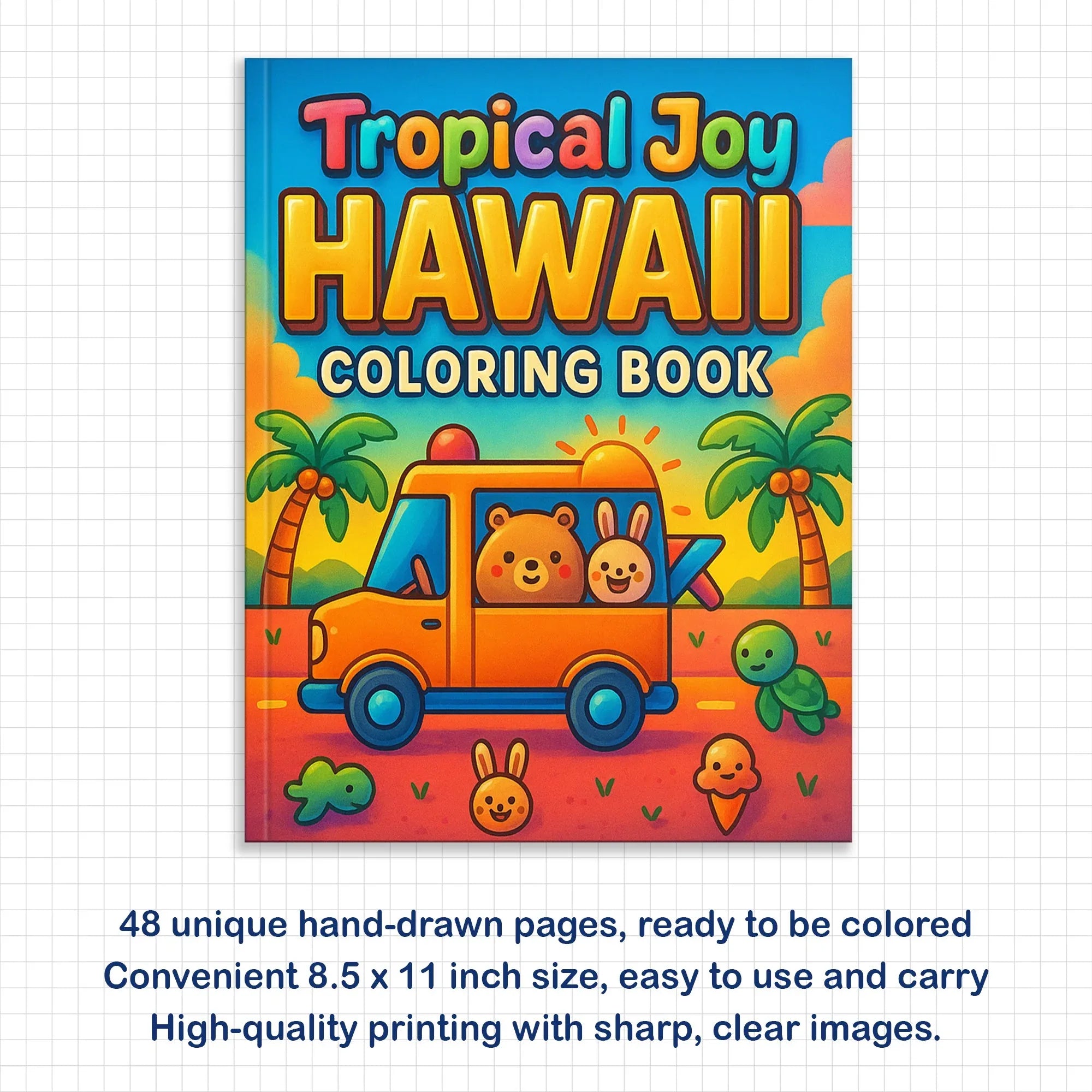 Tropical Joy Hawaii Coloring Pages – 48 Fun and Cute Summer Scenes for Kids - BIG FRENCHIES