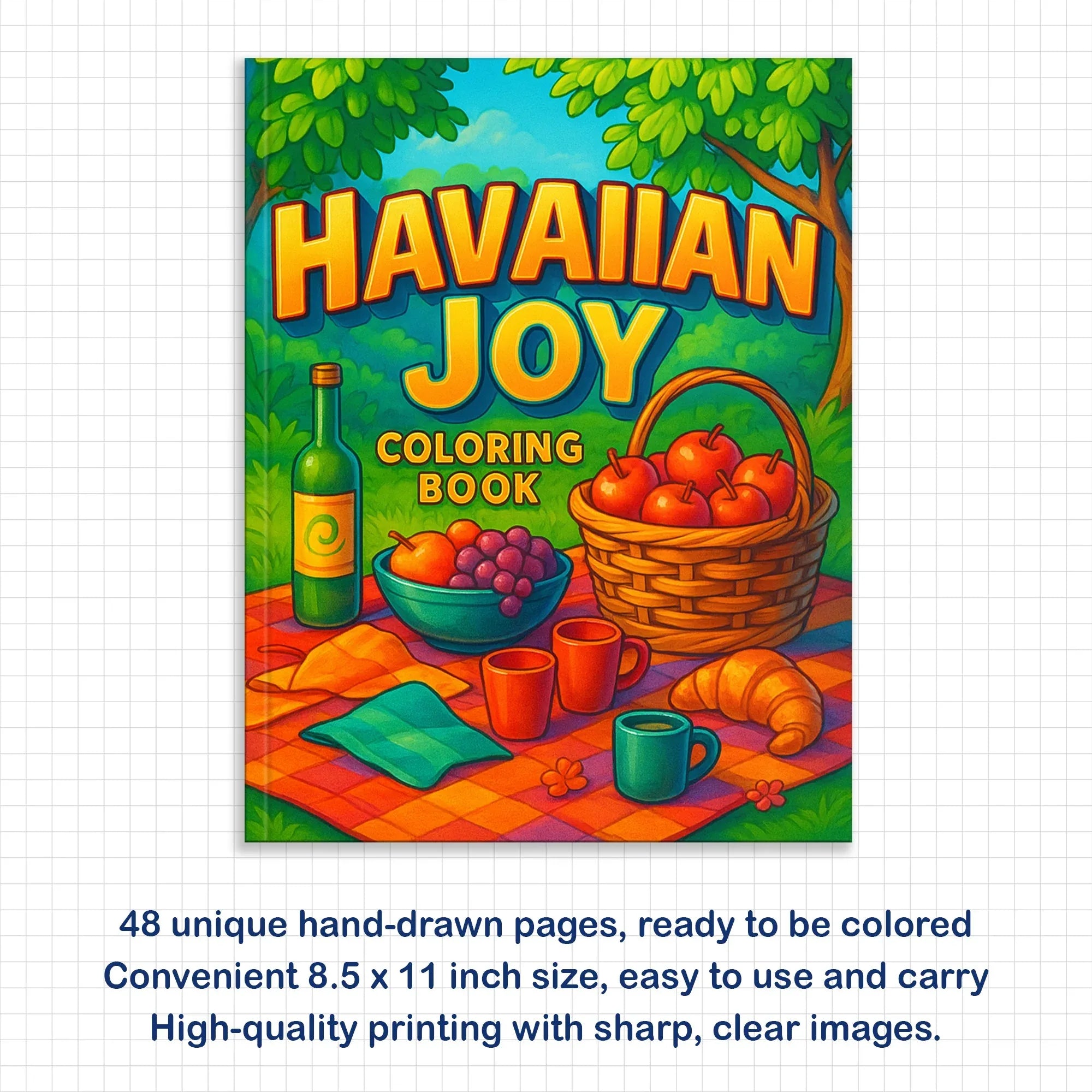 Hawaiian Joy Coloring Pages – 48 Fun Tropical Scenes for Kids - BIG FRENCHIES