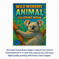 Wild Wonders Animal Coloring Pages – 48 Pages – Safari Wildlife, Farm Animals, Cute Creatures – For Kids - BIG FRENCHIES