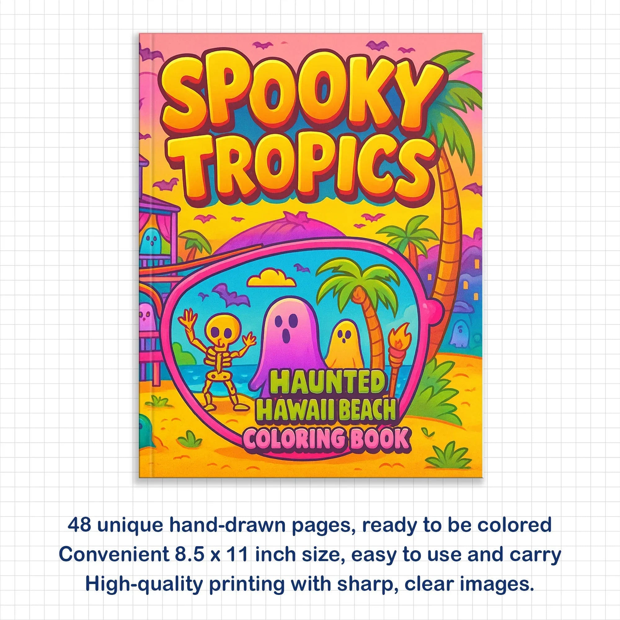 Spooky Tropics Coloring Pages – 48 Haunted Beach & Ghost Designs – For Kids - BIG FRENCHIES