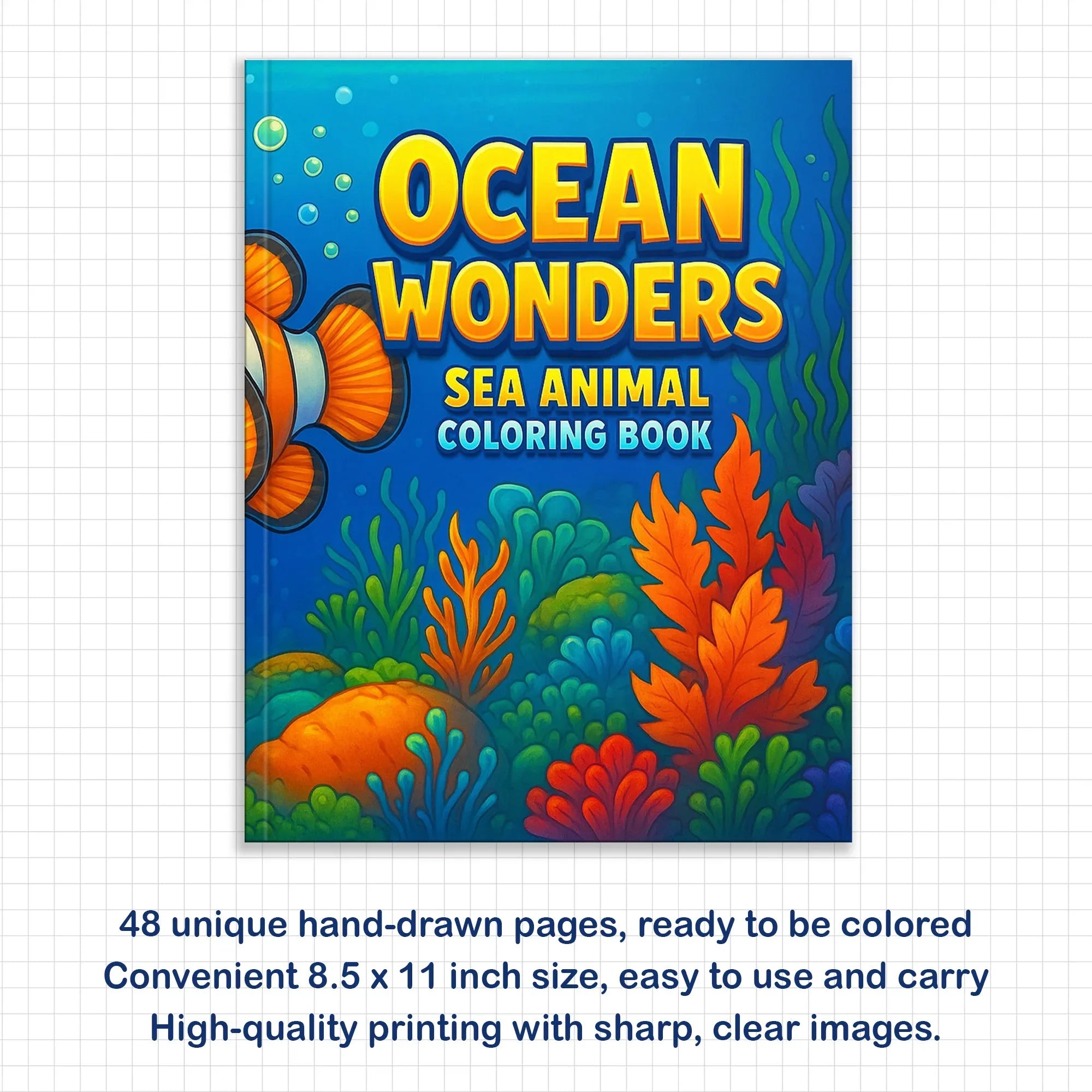 Ocean Wonders Coloring Pages – 48 Pages – Fun Sea Creatures – For Kids - BIG FRENCHIES