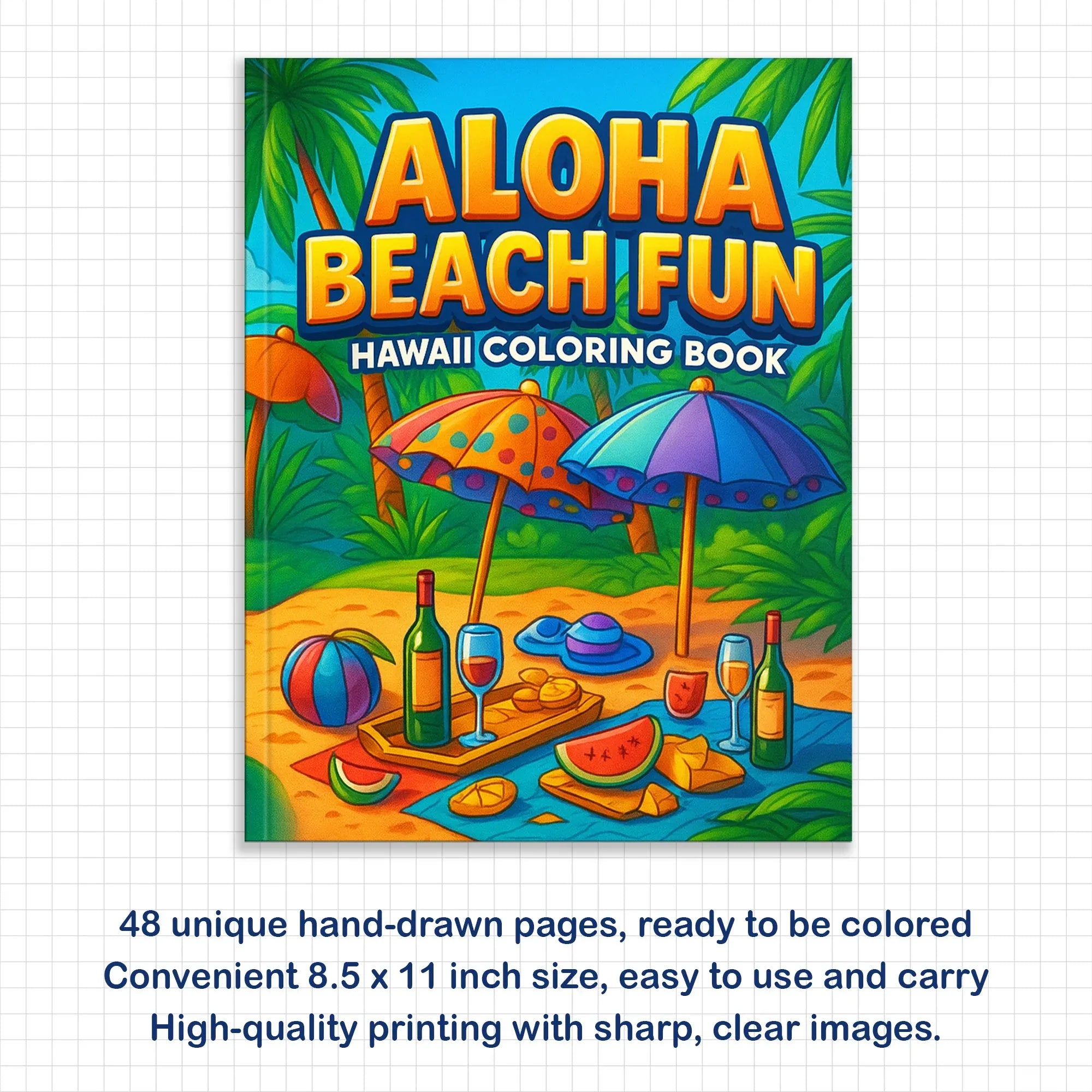 Aloha Beach Fun Coloring Page – 48 Pages – For Kids - BIG FRENCHIES