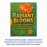 Radiant Blooms Coloring Pages – 48 Pages – Floral Mandala Patterns, Garden Flowers – For Adults - BIG FRENCHIES