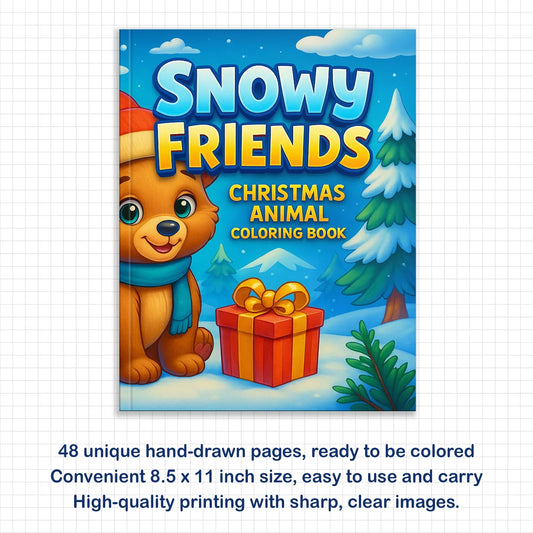 Snowy Friends Coloring Pages – 48 Pages – Cute Winter Animals – For Kids - BIG FRENCHIES