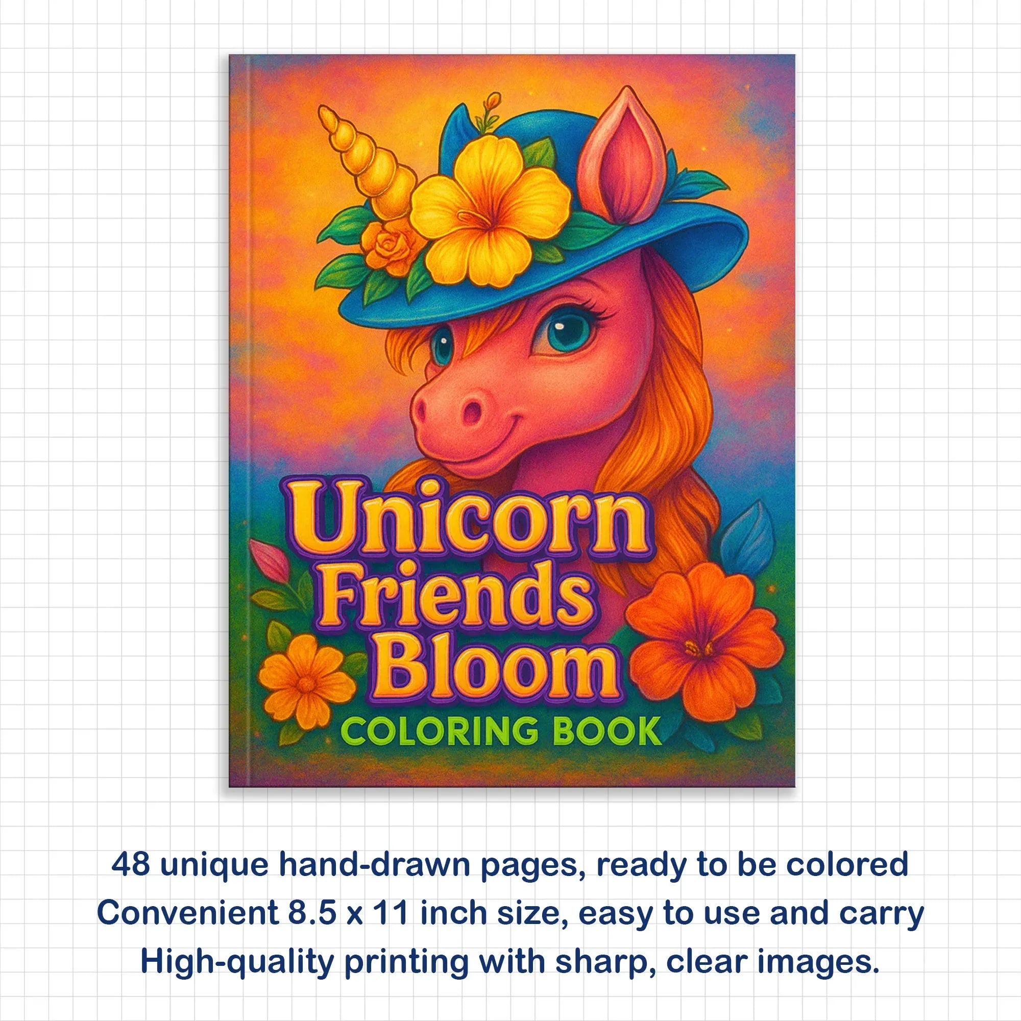 Unicorn Friends in Bloom Coloring Pages – 48 Playful and Kid-Friendly Illustrations - BIG FRENCHIES