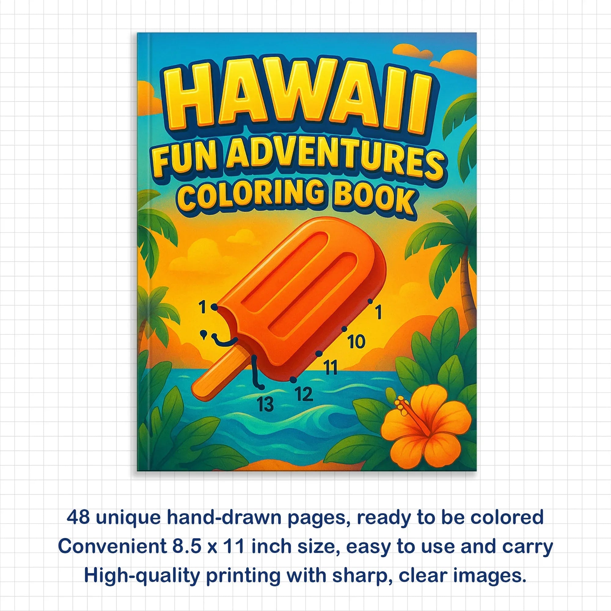 Hawaii Fun Adventures Coloring Pages – 48 Tropical Island Scenes for Kids - BIG FRENCHIES