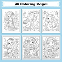 Kawaii Mermaid Magic Coloring Pages – 48 Pages – Cute Ocean, Mermaid, and Sea Life Designs – For Kids - BIG FRENCHIES