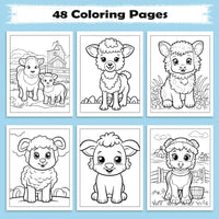 Happy Farm Friends Animal Coloring Pages – 48 Pages – Cute Baby Animals, Farm Scenes – For Kids - BIG FRENCHIES
