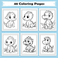 Tiny Dino Friends – Cute Dinosaur Coloring Pages – 48 Pages – Adorable Jurassic Creatures – For Kids - BIG FRENCHIES