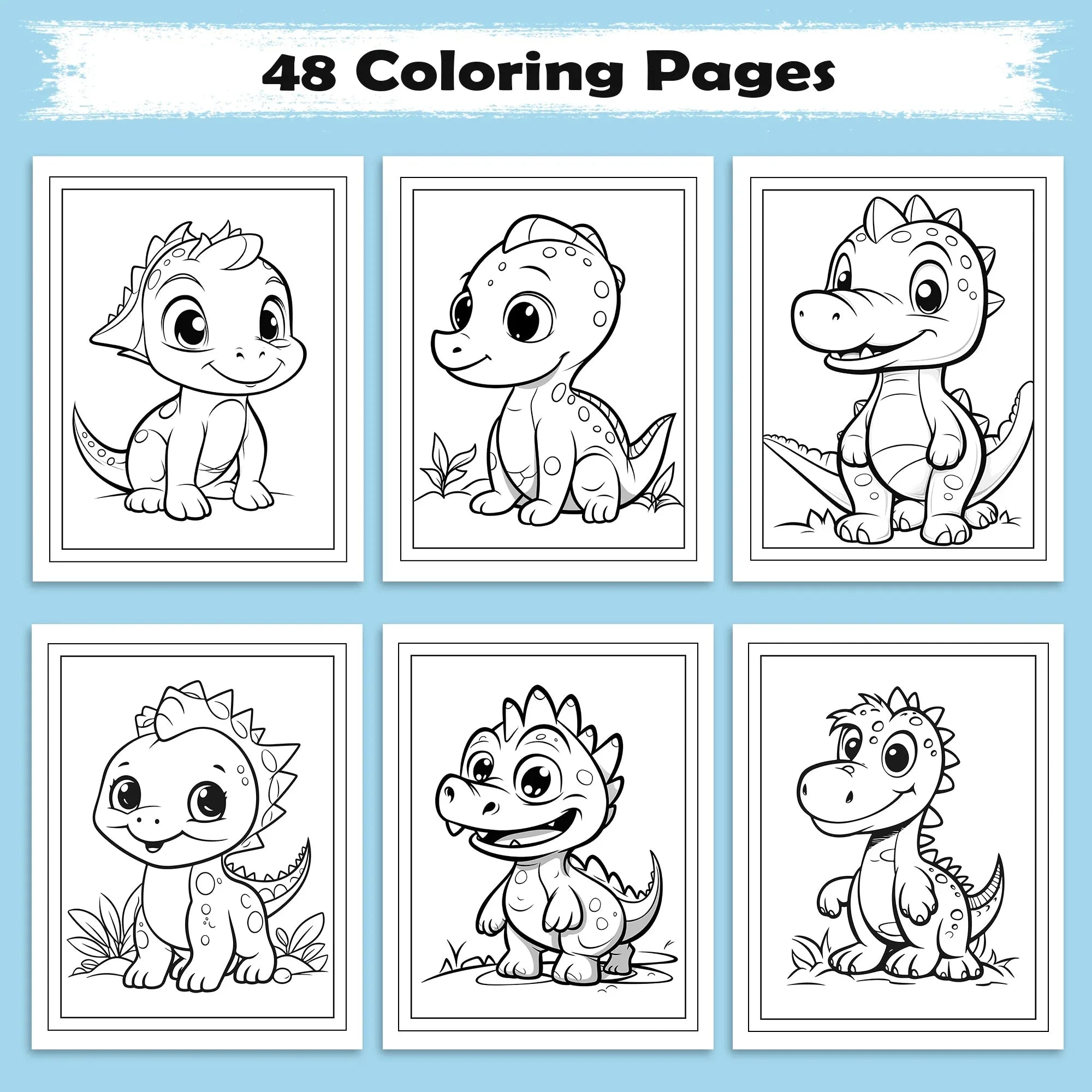 Tiny Dino Friends – Cute Dinosaur Coloring Pages – 48 Pages – Adorable Jurassic Creatures – For Kids - BIG FRENCHIES