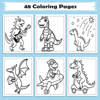 All About Dinos Coloring Pages – 48 Pages – Adorable Dino Adventures and Fun Scenes – For Kids - BIG FRENCHIES