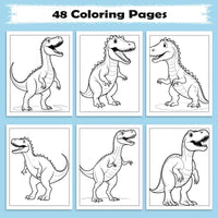 Dino Kingdom Coloring Pages – 48 Pages – Strong and Wild Dinosaur Scenes – For Kids - BIG FRENCHIES